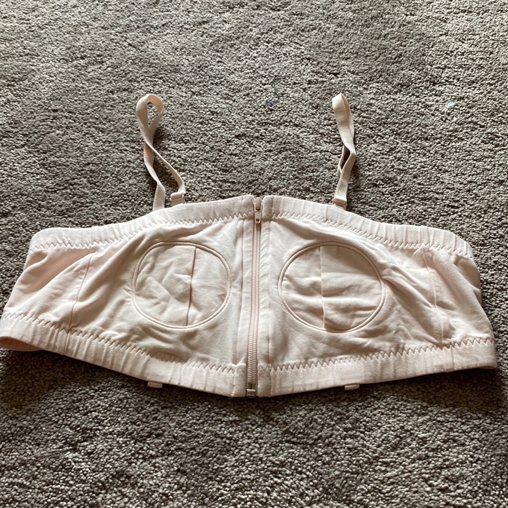 Lansinoh Pink Hands-Free Breast Pumping Bra Adjustable Zip Front SIZE XS-L